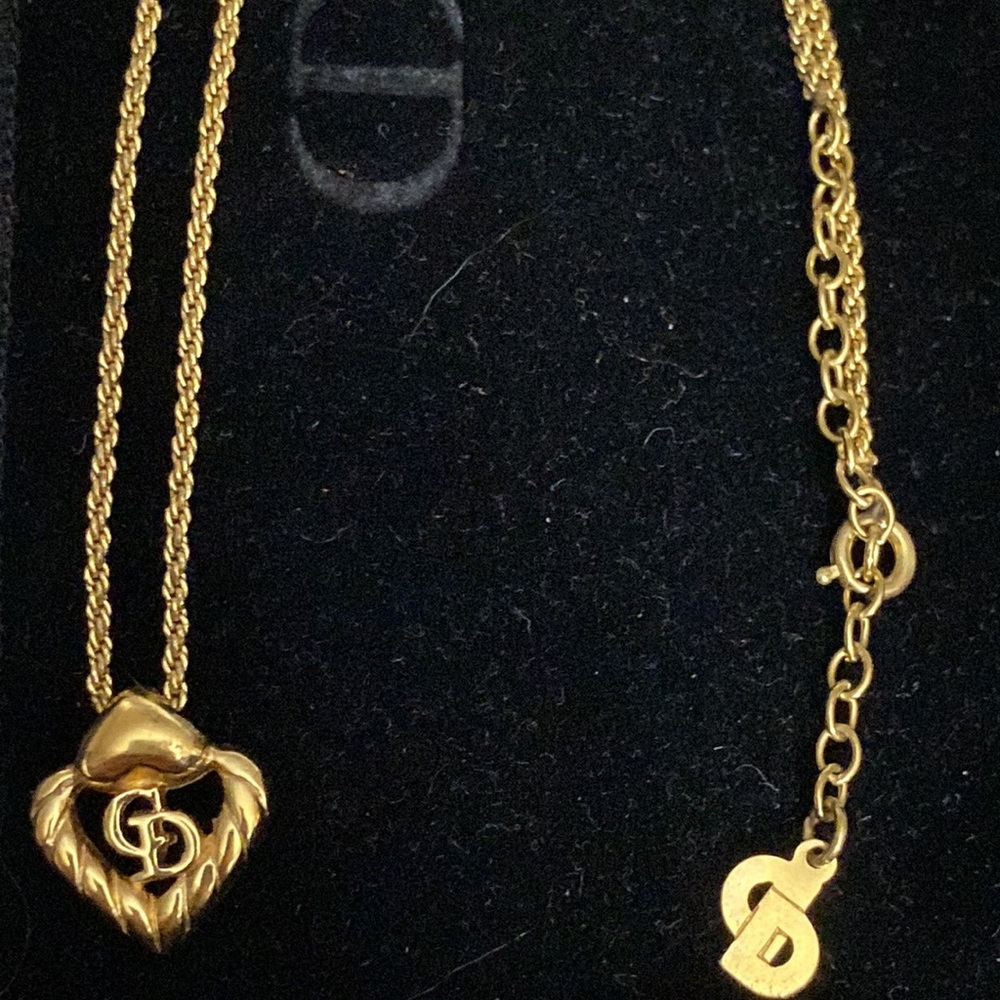 SOLD!Gorgeous 18 K Gold filled CD Necklace $369/$85 Christian Dior velvet pouch!